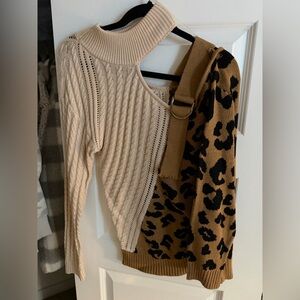 ANDREE BY UNIT Cream and Tan Leopard Sweater